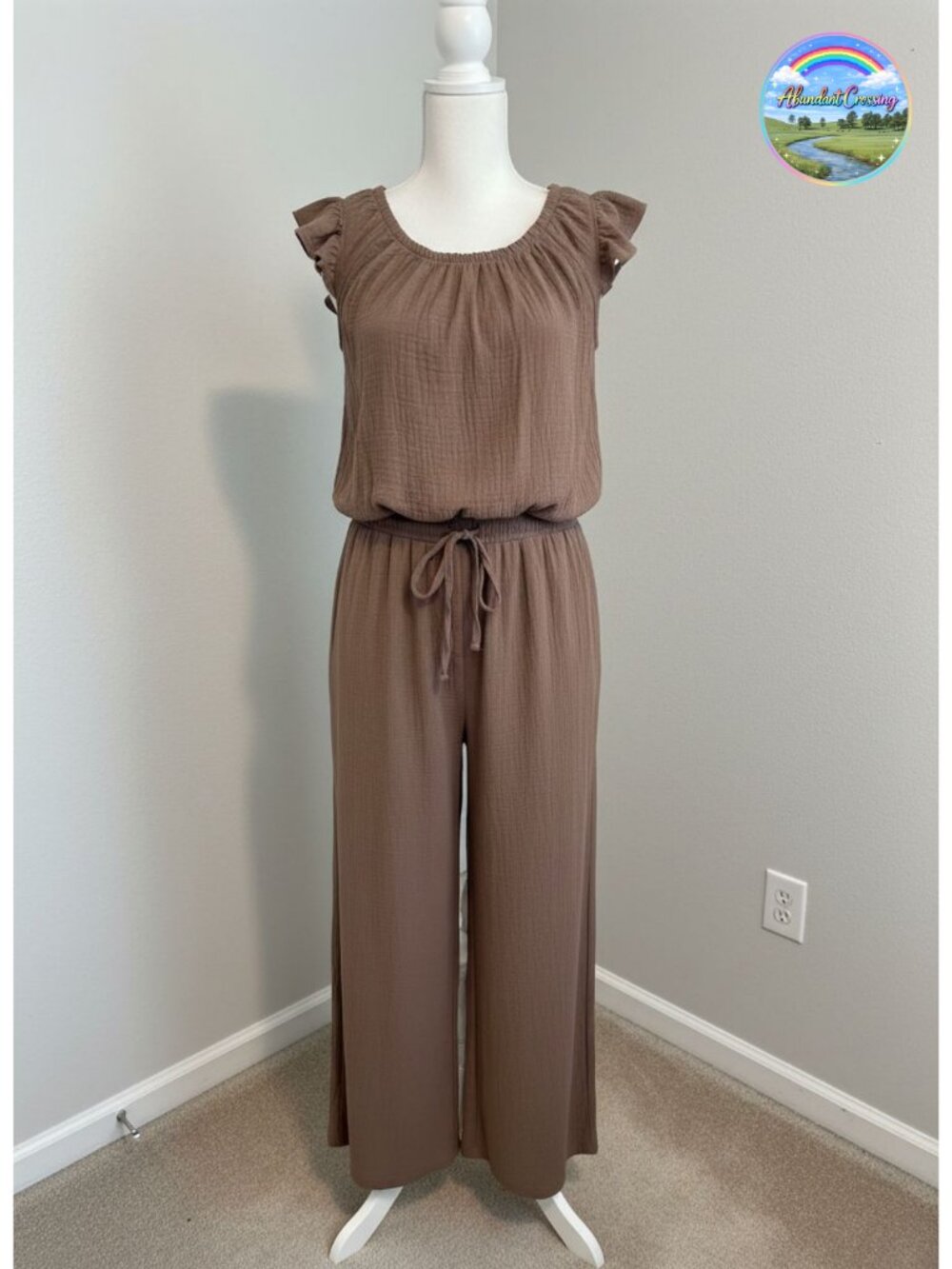 Dokotoo Women's Wide Leg Jumpsuit Ruffle Sleeve Romper with Pockets